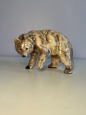 Vintage Hand Crafted Ceramic Grizzly Bear Figurine